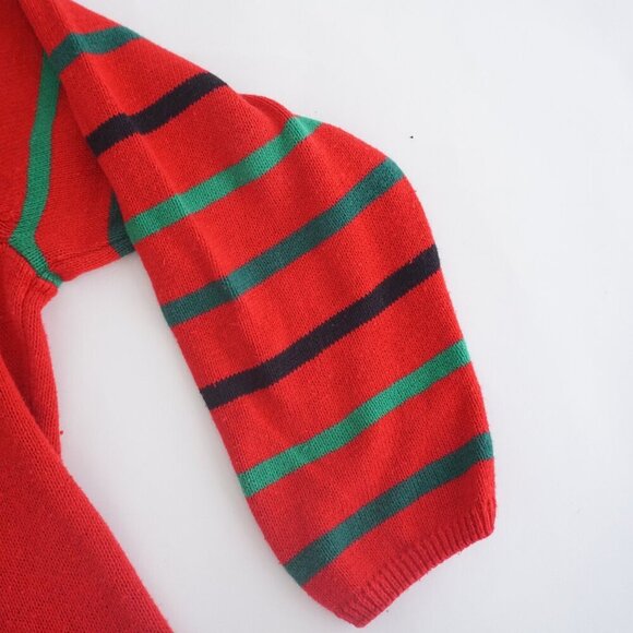 Vintage Merry Bright Red Embroidered Kissing Dogs Christmas Cheer Sweater PXL - Picture 4 of 12